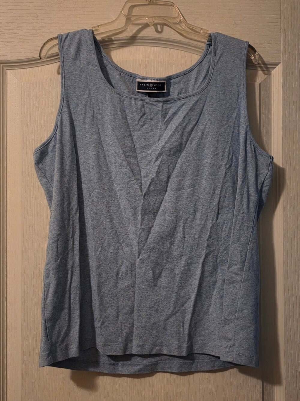 Karen Scott Tank Top Size 2X Steel Blue Heathered Cotton Sleeveless Shirt
